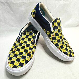 Vans X SpongeBob Checkerboard Yellow Blue Low Top Slip On Shoes Men 9 Women 10.5